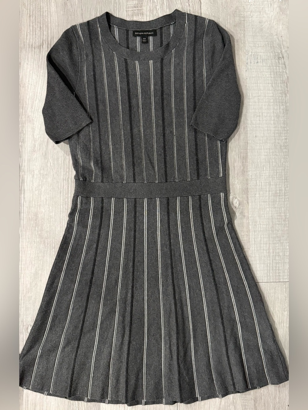 Banana Republic Charcoal Gray Pinstripe Knit Dress
